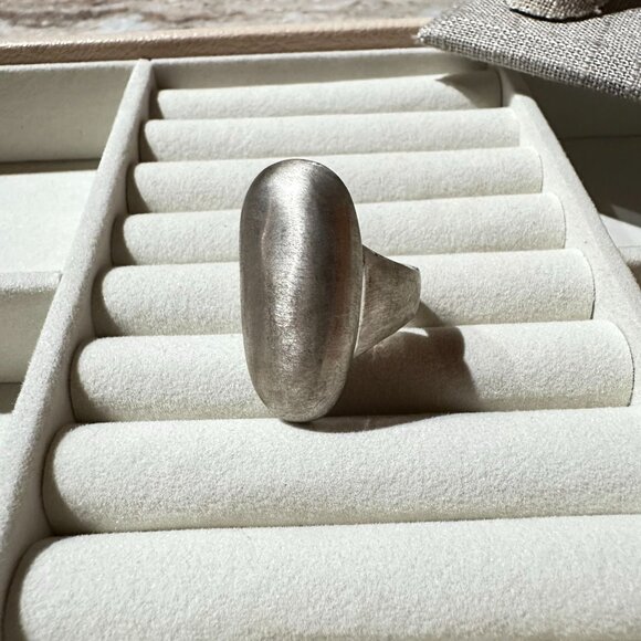 Park Lane Silver-Tone Bean Ring Size 7 Sleek Modern Design - Picture 1 of 10
